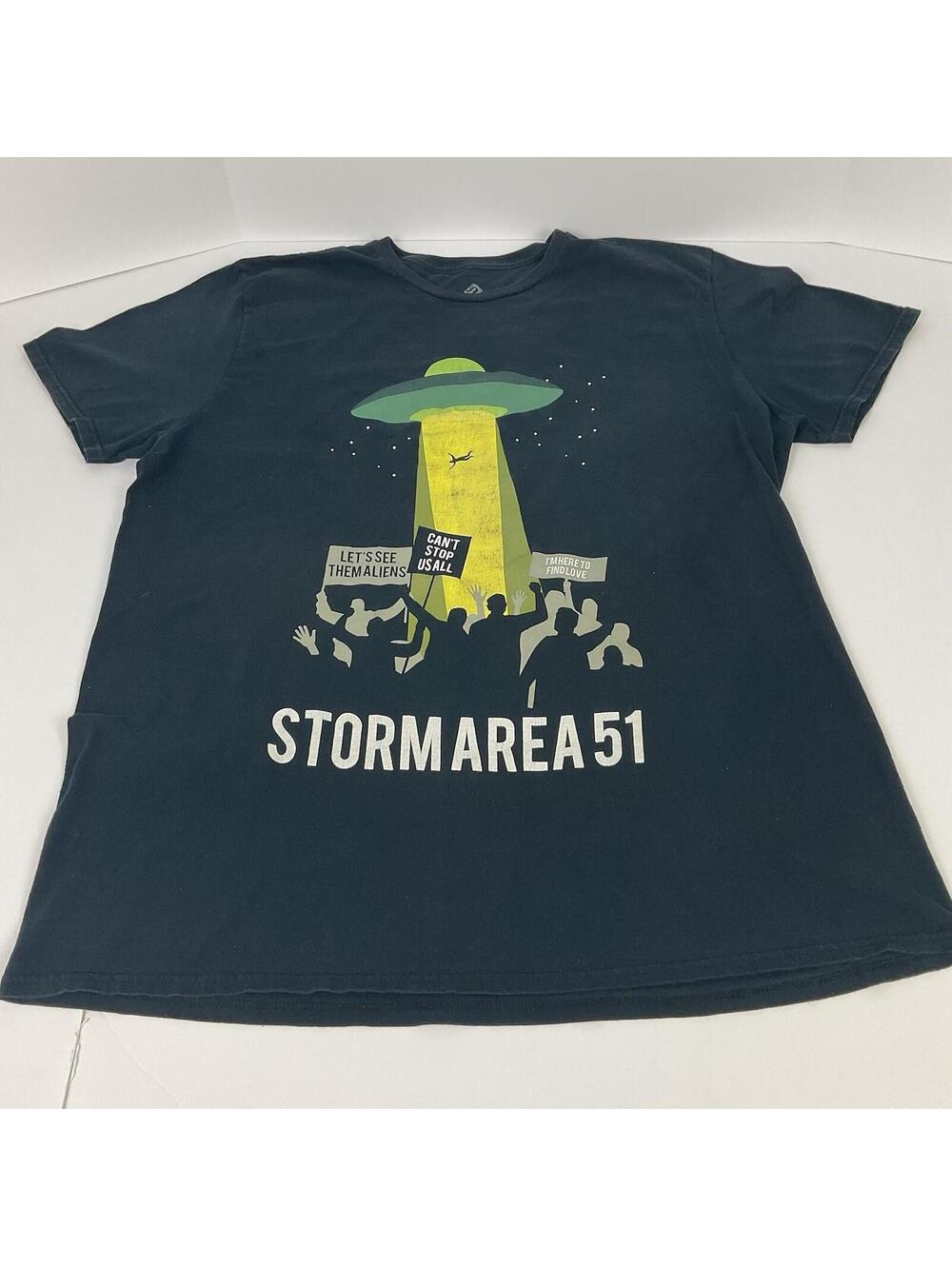 Storm Area 51 T- Shirt Mens 2XL  Lets See Them Aliens UFO Black Crew